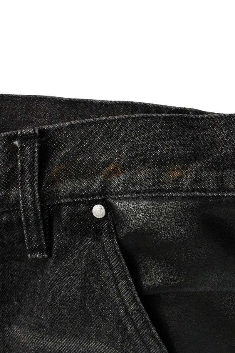 SHERMER ACADEMY 24FW Washed Denim w/ Faux Leather Size 34