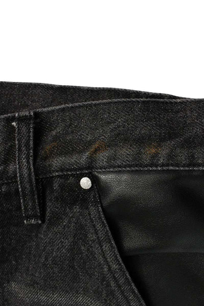 SHERMER ACADEMY 24FW Washed Denim w/ Faux Leather Size 34