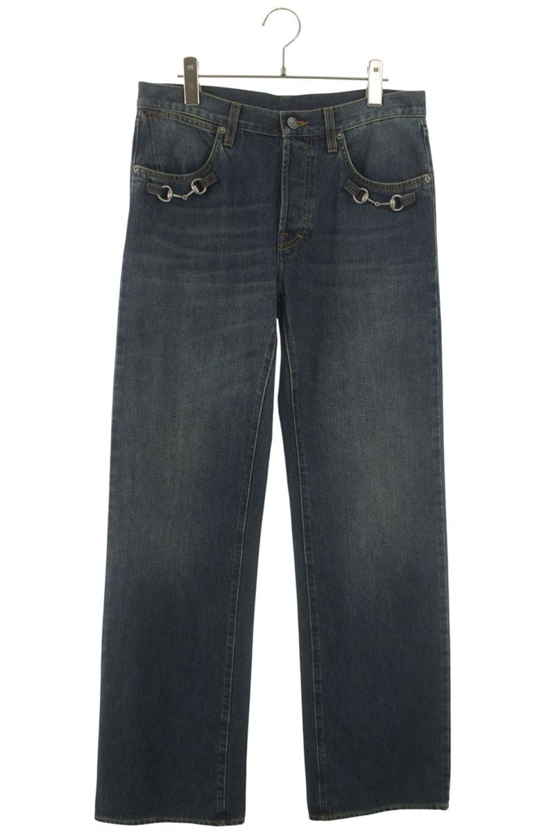 GUCCI Horsebit Detail Denim Pants Blue Size 32