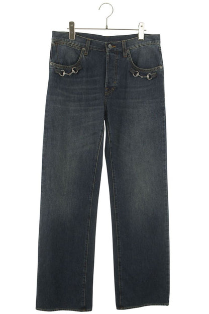 GUCCI Horsebit Detail Denim Pants Blue Size 32
