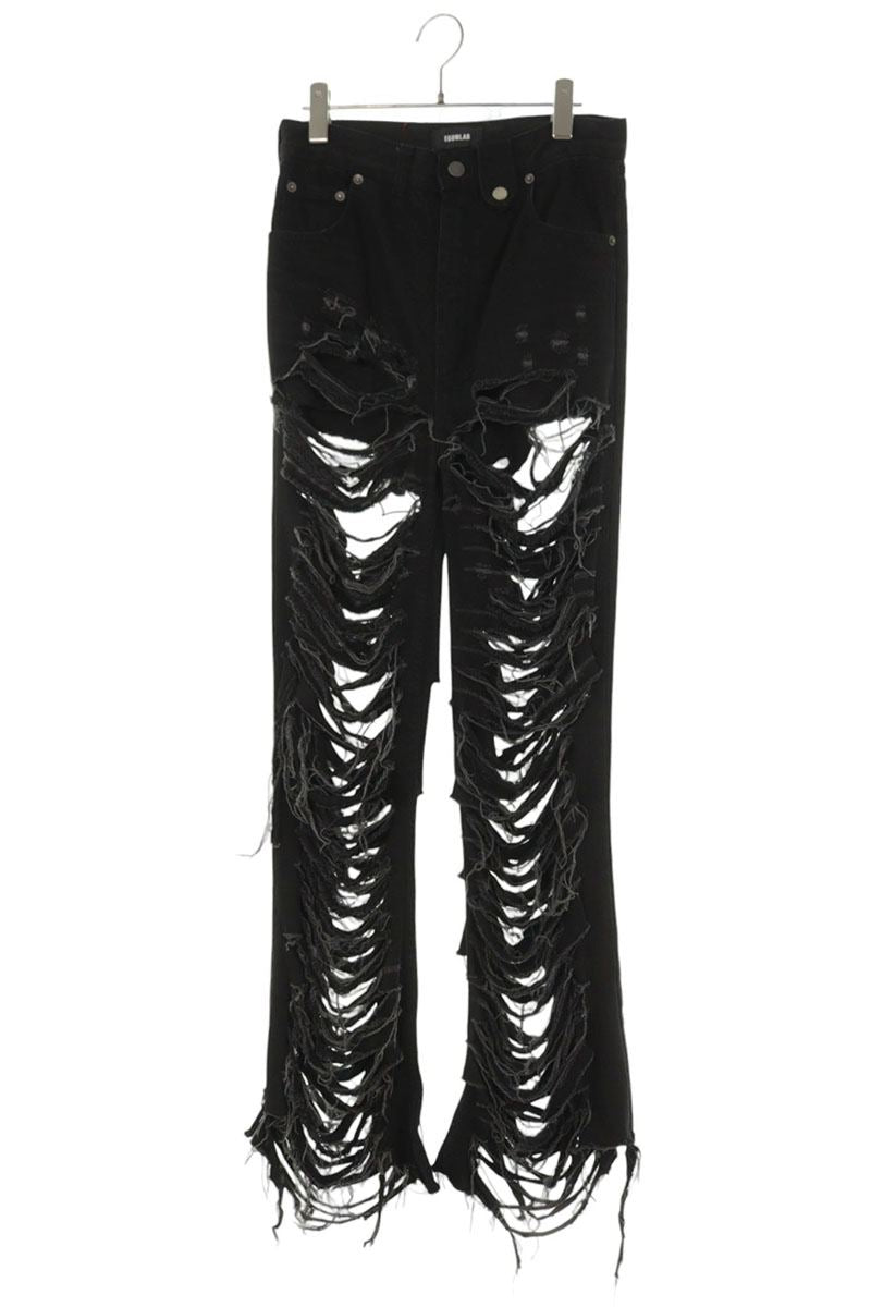 EGONLAB Distressed Denim Pants Black Size 30