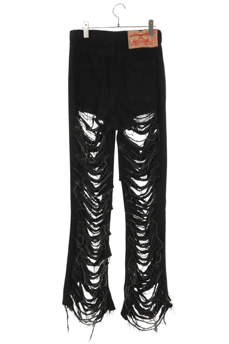 EGONLAB Distressed Denim Pants Black Size 30