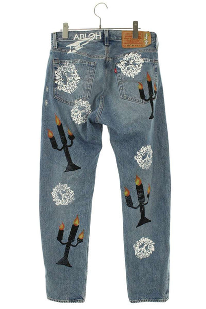 DENIM TEARS Flower Candle Print Distressed Denim Size 32