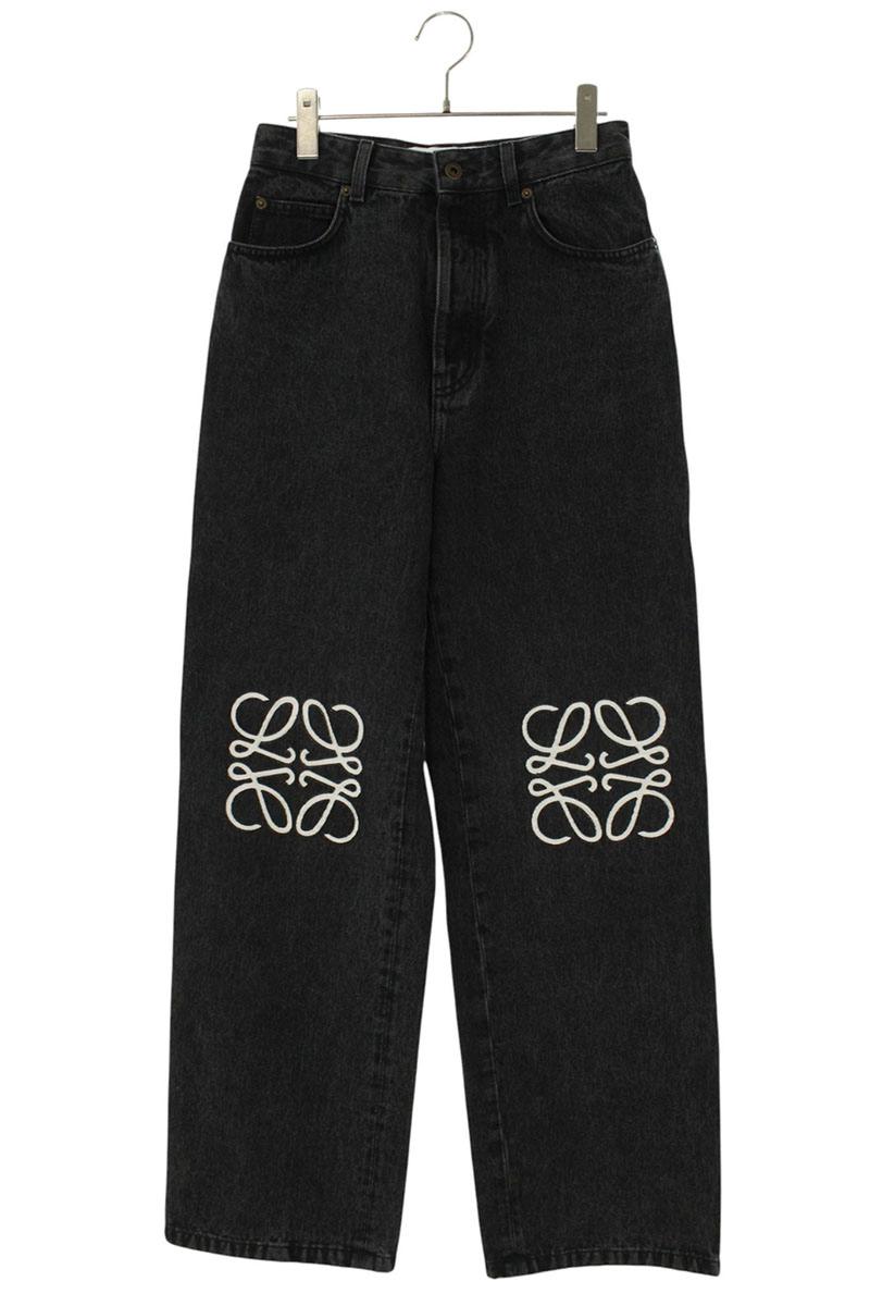 LOEWE Anagram Embroidery Baggy Denim Pants Black Size 31