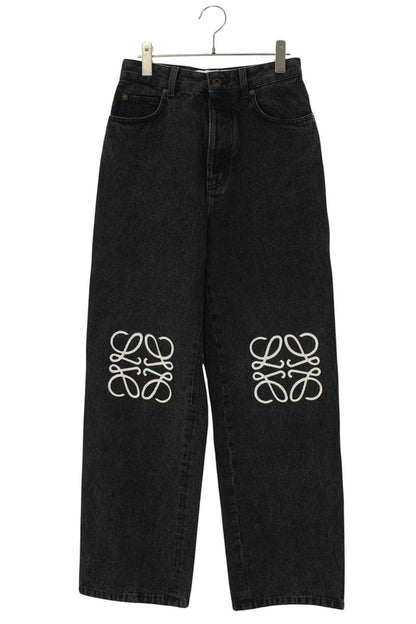 LOEWE Anagram Embroidery Baggy Denim Pants Black Size 31