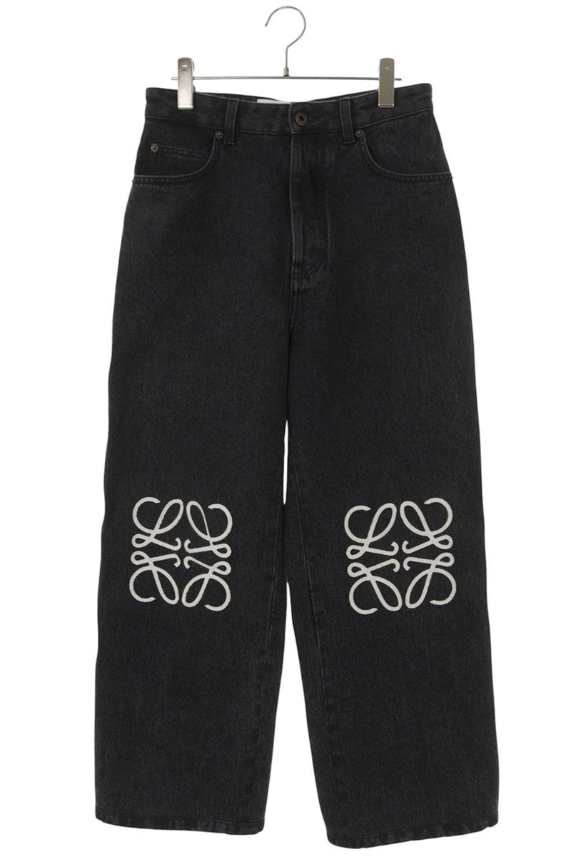 LOEWE Anagram Embroidery Baggy Denim Pants Black Size 32
