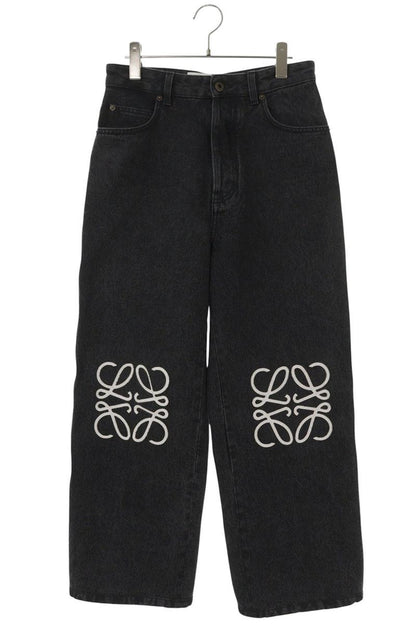 LOEWE Anagram Embroidery Baggy Denim Pants Black Size 32