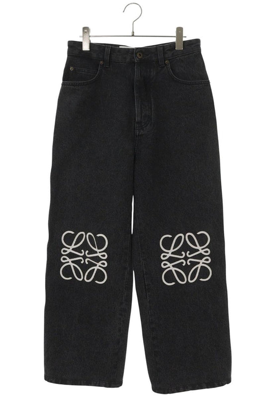 LOEWE Anagram Embroidery Baggy Denim Pants Black Size 32