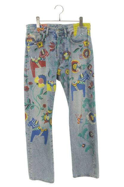 ACNE STUDIOS Dala Horse Print Button Fly Denim Blue Size 30