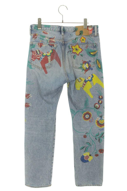 ACNE STUDIOS Dala Horse Print Button Fly Denim Blue Size 30