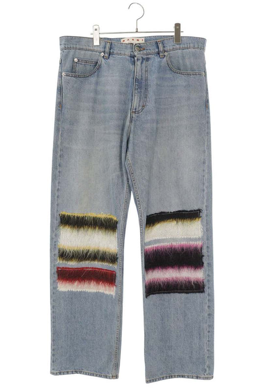 MARNI Light Blue Mohair Patch Denim Pants Size 34