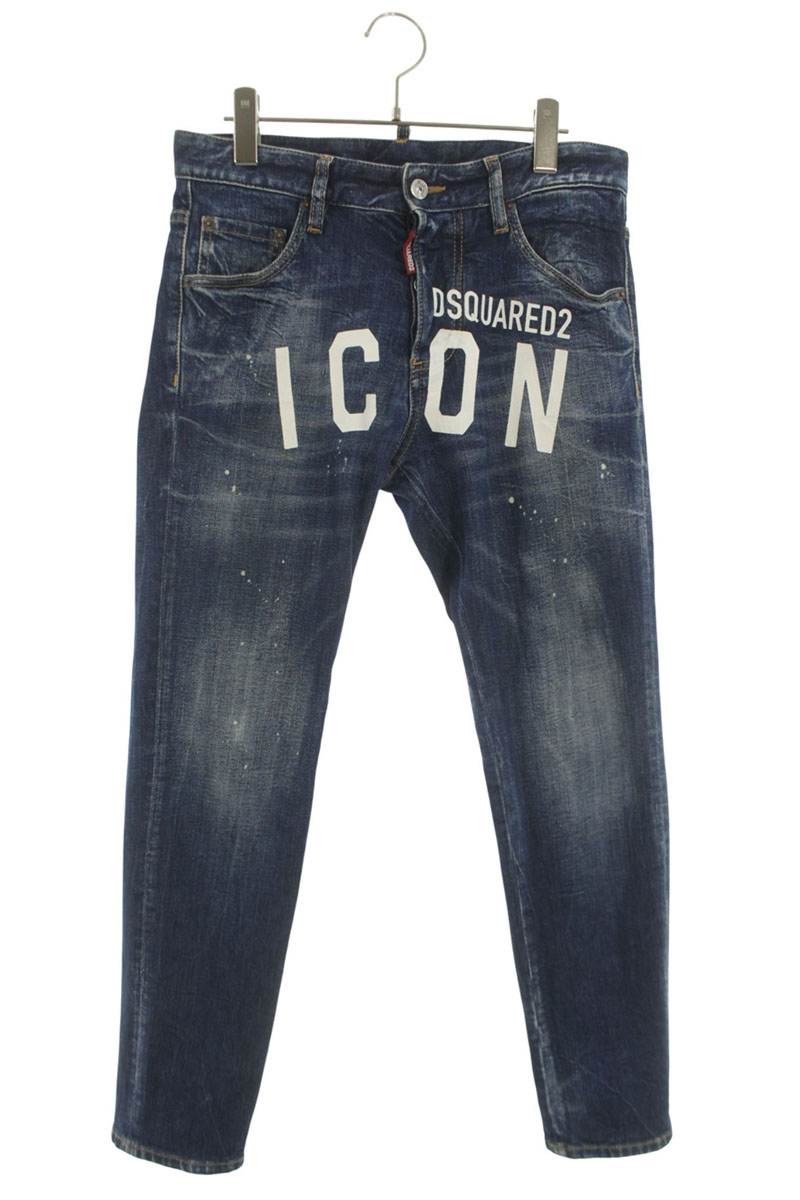 DSQUARED2 20SS SKINNY DAN Logo Print Denim Blue Size 31