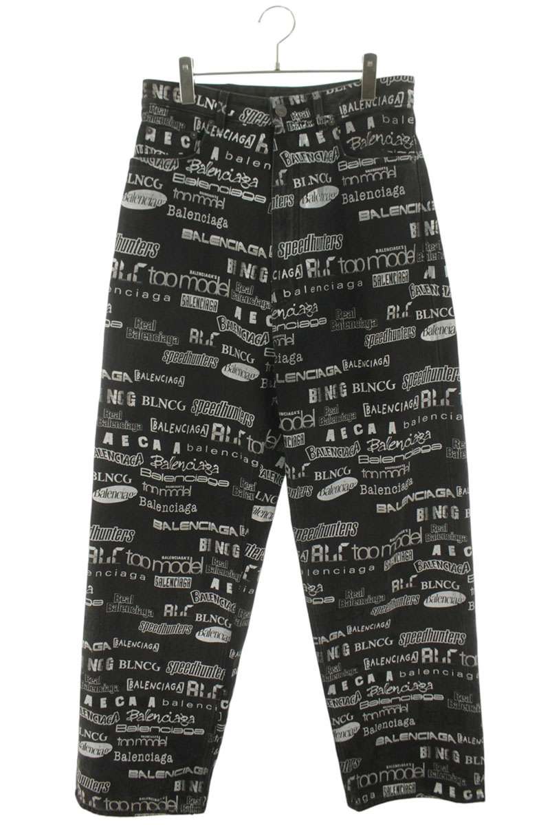 BALENCIAGA Logo Overprint Baggy Denim Pants Size 28