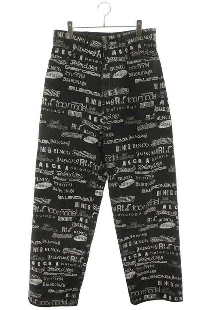 BALENCIAGA Logo Overprint Baggy Denim Pants Size 28