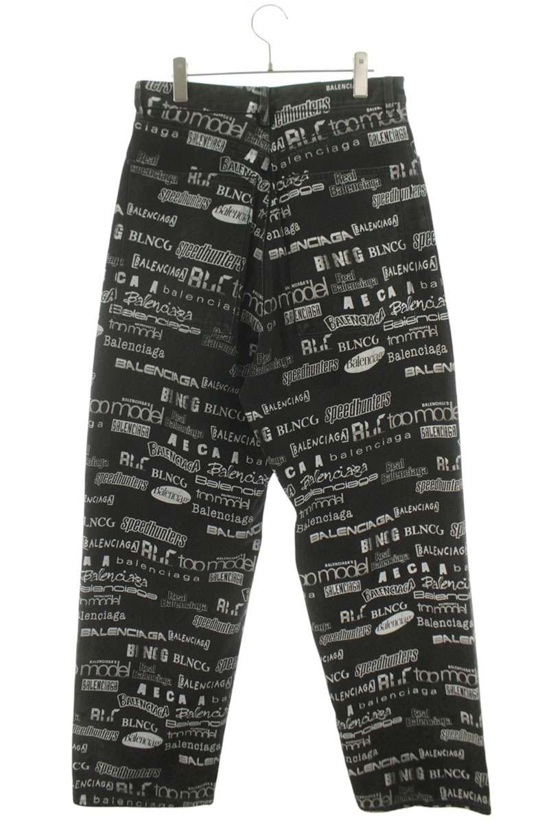 BALENCIAGA Logo Overprint Baggy Denim Pants Size 28