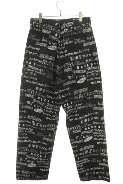 BALENCIAGA Logo Overprint Baggy Denim Pants Size 28