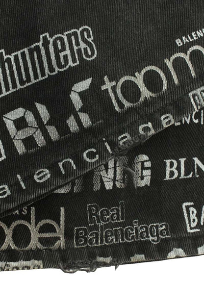 BALENCIAGA Logo Overprint Baggy Denim Pants Size 28