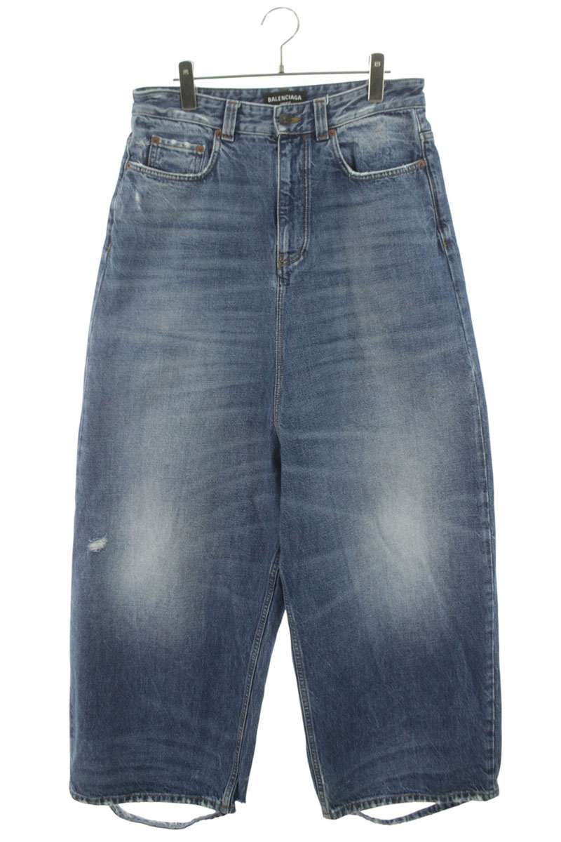 BALENCIAGA 22AW Distressed Washed Baggy Denim Pants Size 30