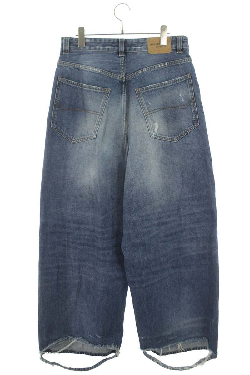 BALENCIAGA 22AW Distressed Washed Baggy Denim Pants Size 30