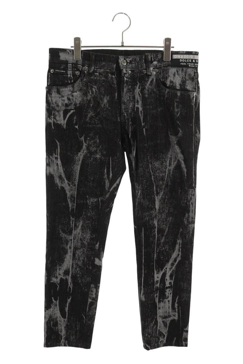 DOLCE & GABBANA Tie-Dye Skinny Stretch Denim Black Size 36