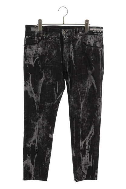 DOLCE & GABBANA Tie-Dye Skinny Stretch Denim Black Size 36
