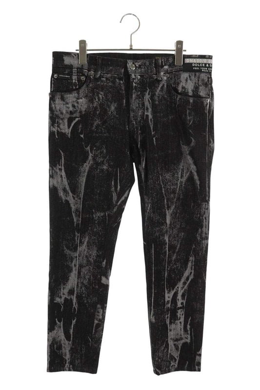 DOLCE & GABBANA Tie-Dye Skinny Stretch Denim Black Size 36