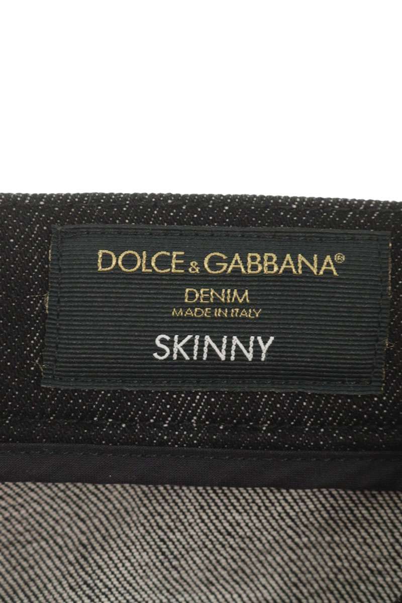 DOLCE & GABBANA Tie-Dye Skinny Stretch Denim Black Size 36