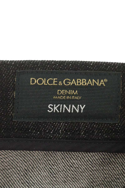 DOLCE & GABBANA Tie-Dye Skinny Stretch Denim Black Size 36