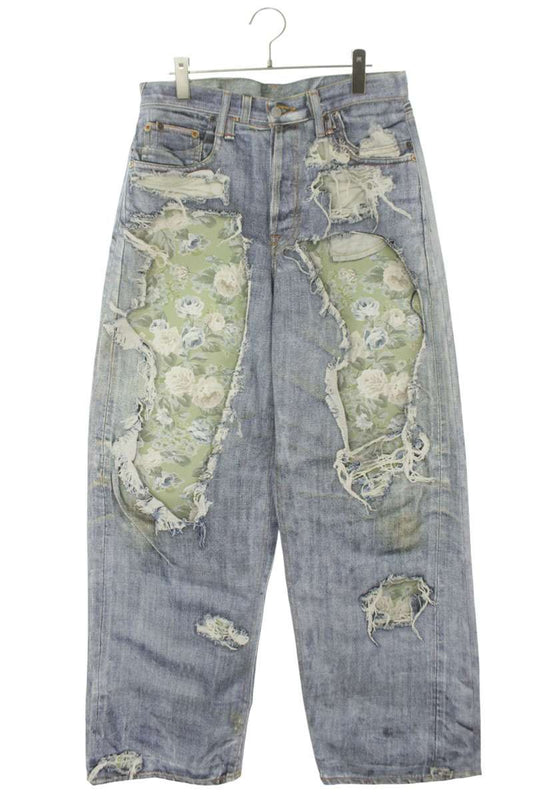 ACNE STUDIOS Flower Trompe L'oeil Baggy Denim Multi Size 32
