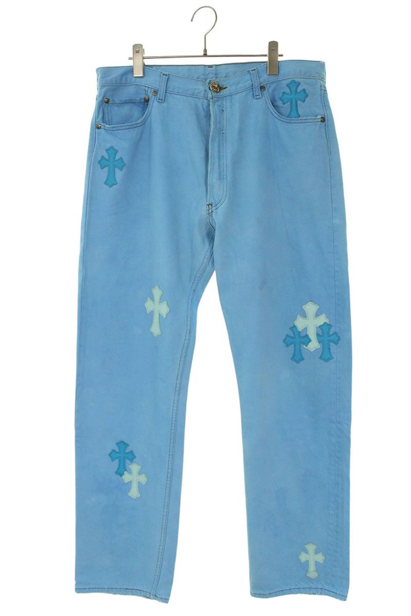 Chrome Hearts U VNTG JEAN BLU 501 Cross Patch Denim Size 34