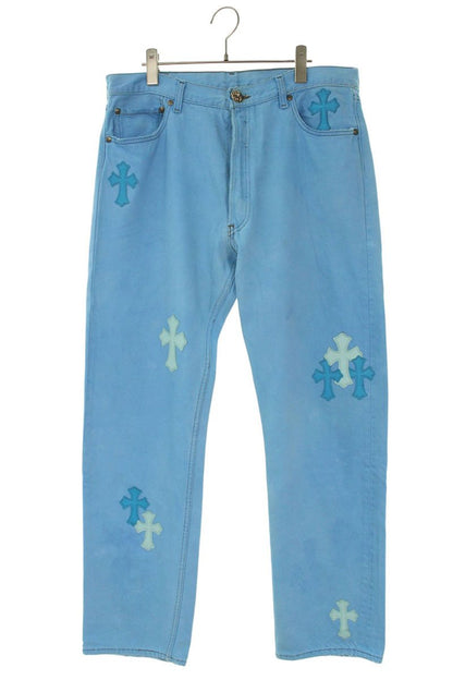 Chrome Hearts U VNTG JEAN BLU 501 Cross Patch Denim Size 34