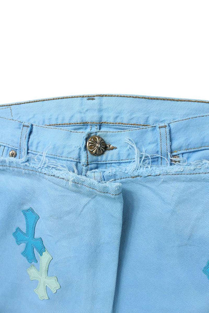 Chrome Hearts U VNTG JEAN BLU 501 Cross Patch Denim Size 34