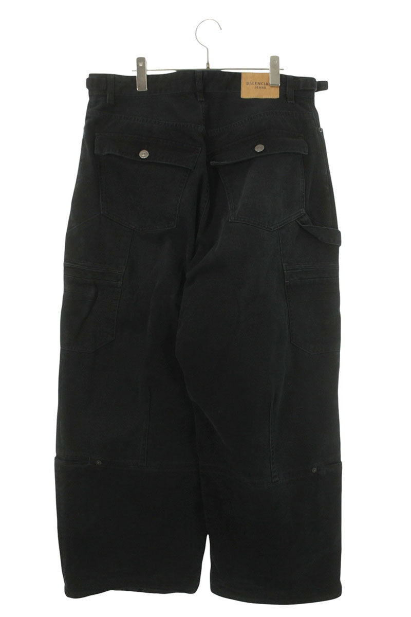 BALENCIAGA Baggy Multi-Pocket Denim Pants Black Size 32