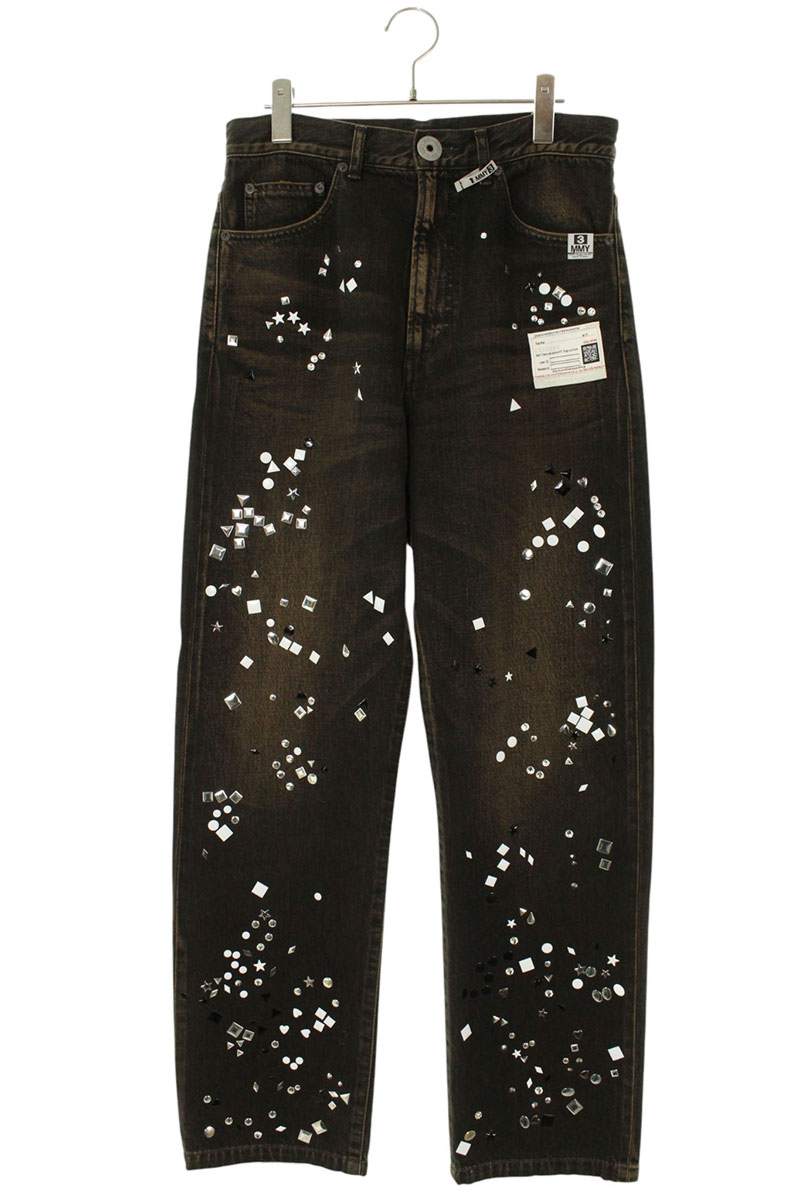 MIHARAYASUHIRO Rhinestone Embellished Denim Pants Size 32