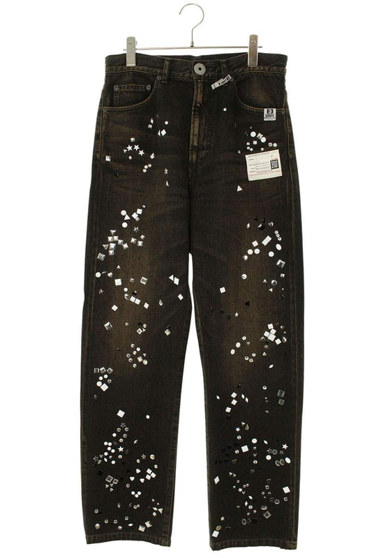 MIHARAYASUHIRO Rhinestone Embellished Denim Pants Size 32