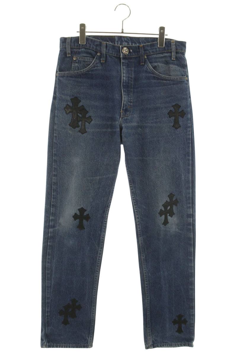 Chrome Hearts Washed 505 Cross Patch Denim Black Size 32INCH