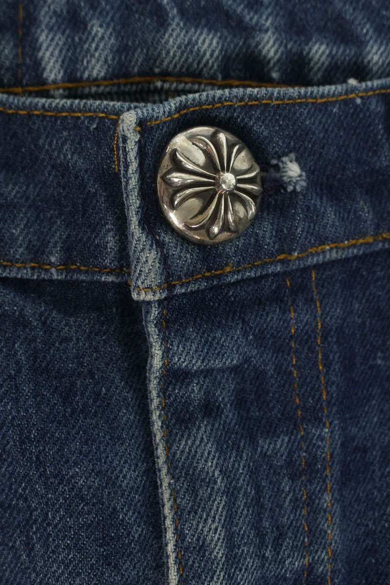Chrome Hearts Washed 505 Cross Patch Denim Black Size 32INCH