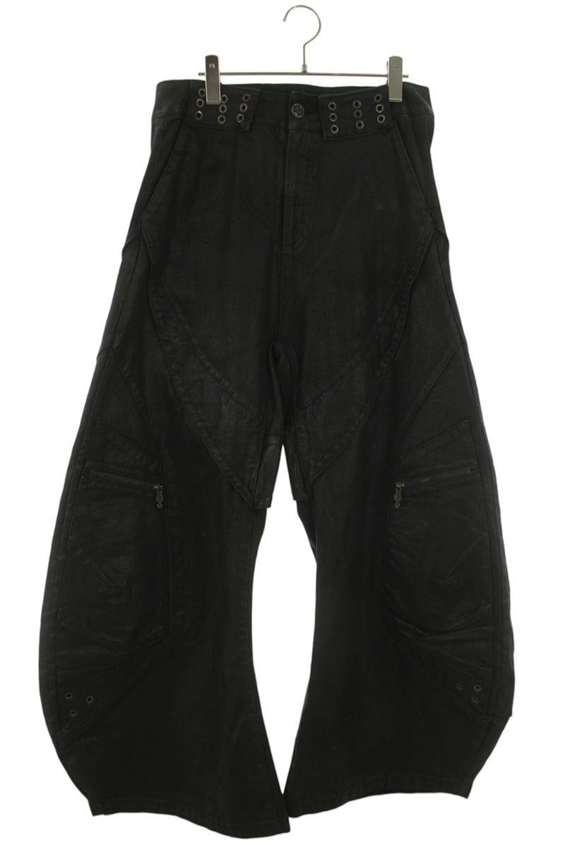 ATA NOTHINGNESS Coated Wide Denim Pants Black Size 34