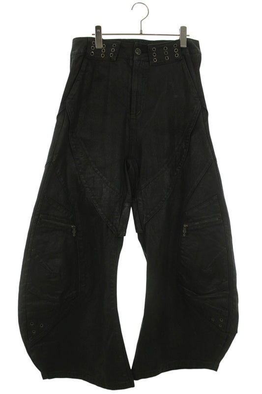 ATA NOTHINGNESS Coated Wide Denim Pants Black Size 34