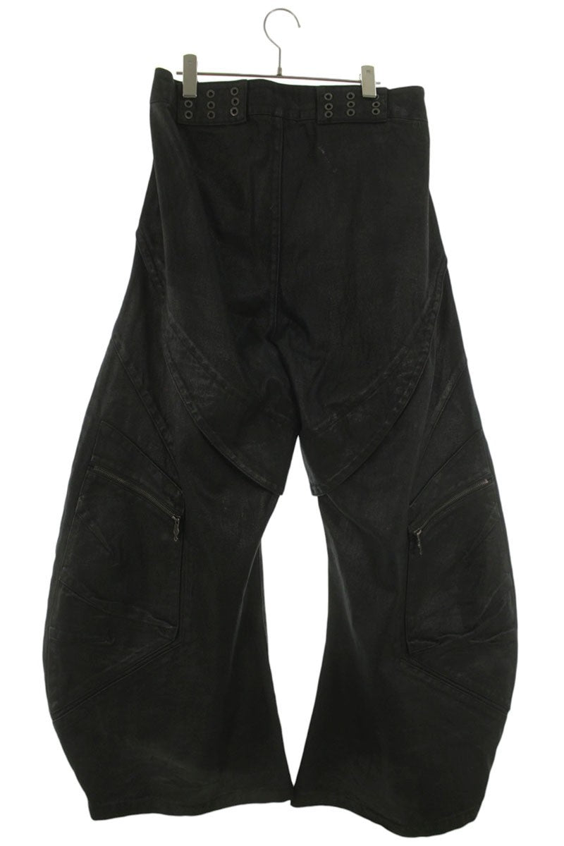 ATA NOTHINGNESS Coated Wide Denim Pants Black Size 34