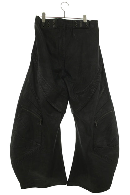 ATA NOTHINGNESS Coated Wide Denim Pants Black Size 34