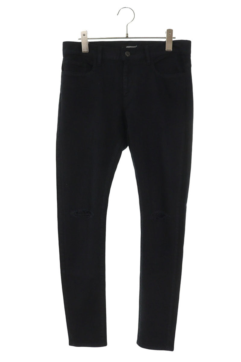 UNDERCOVER 24SS Knee Ripped Skinny Denim Pants Black Size 32