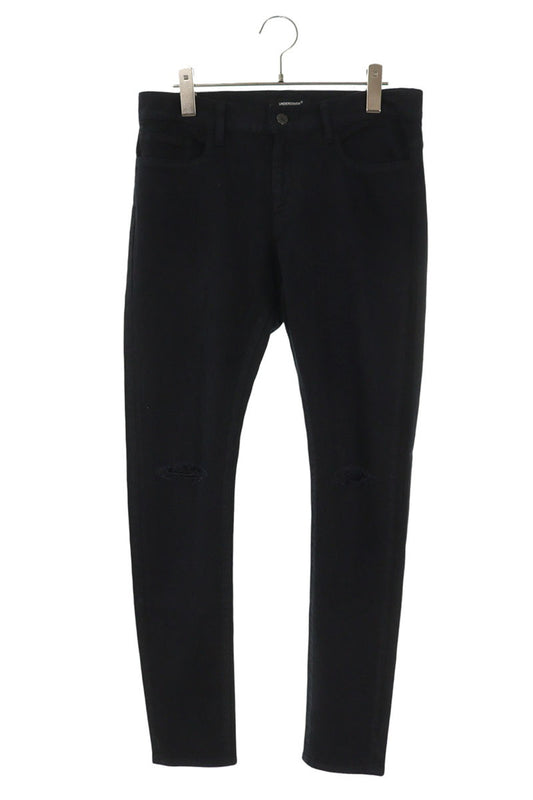 UNDERCOVER 24SS Knee Ripped Skinny Denim Pants Black Size 32