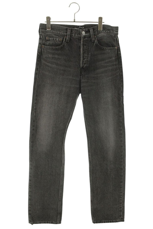 BALENCIAGA Button Fly Straight Denim Pants Black Size 29