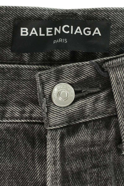 BALENCIAGA Button Fly Straight Denim Pants Black Size 29