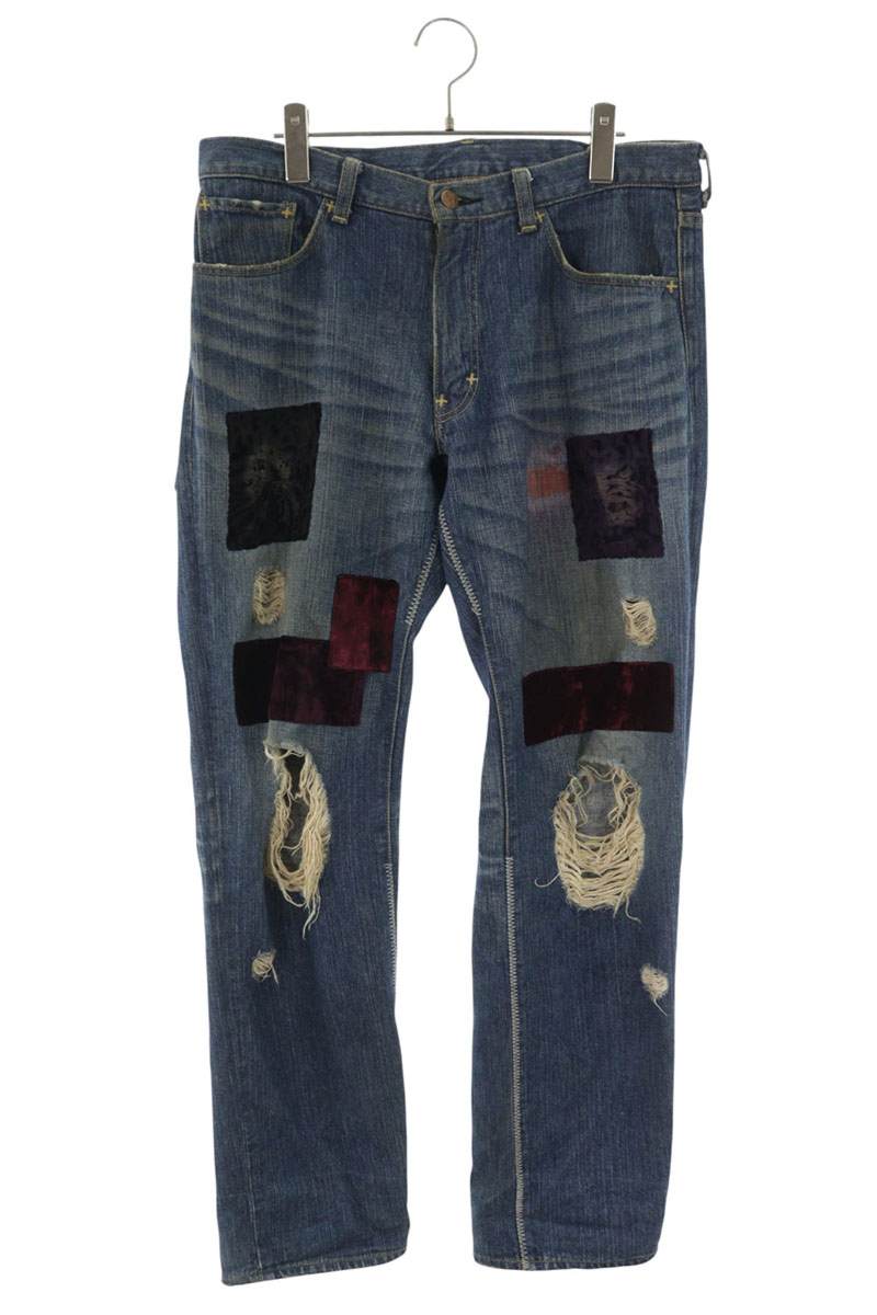 NUMBER(N)INE 03AW Kurt Velour Patchwork Denim Pants Size 36