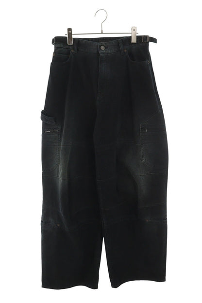 BALENCIAGA Multi-Pocket Wide Cargo Denim Pants Black Size 28