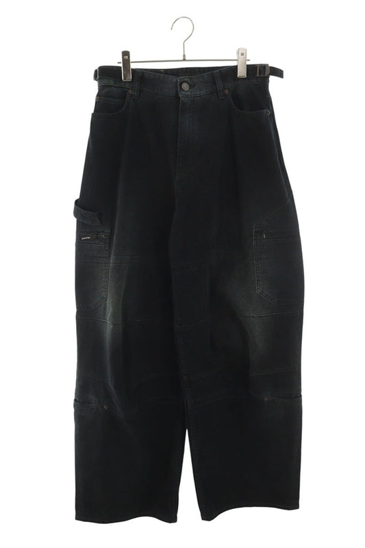 BALENCIAGA Multi-Pocket Wide Cargo Denim Pants Black Size 28