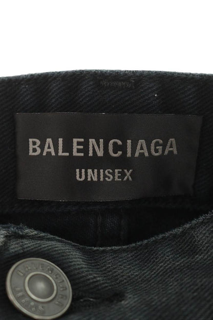 BALENCIAGA Multi-Pocket Wide Cargo Denim Pants Black Size 28