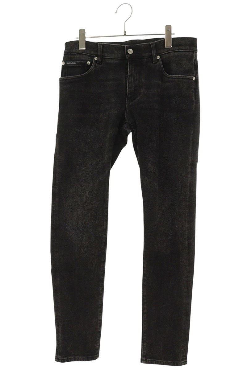 DOLCE & GABBANA Back Spray Print Skinny Denim Black Size 33